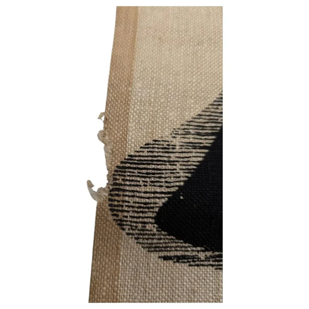 Mid Century Modern Silkscreen Scroll Tapestry Instrument On Linen MCM Horn *READ